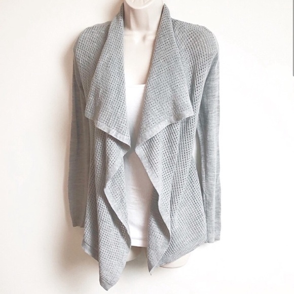 Ann Taylor cascading gray open cardigan sw… - Picture 1 of 8